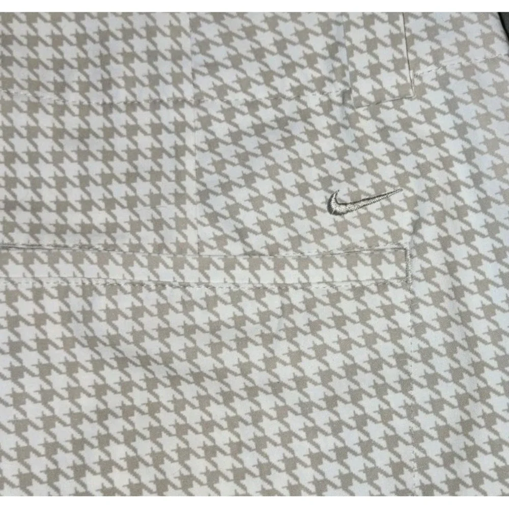 Nike Golf Fit Dry Tan White Houndstooth Shorts‎ Womens 14 Performance Swoosh